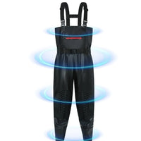 Heavy Duty Waterproof Fishing Wader Suit with Boots – Durable PVC Fishing Overalls with Knee Pads