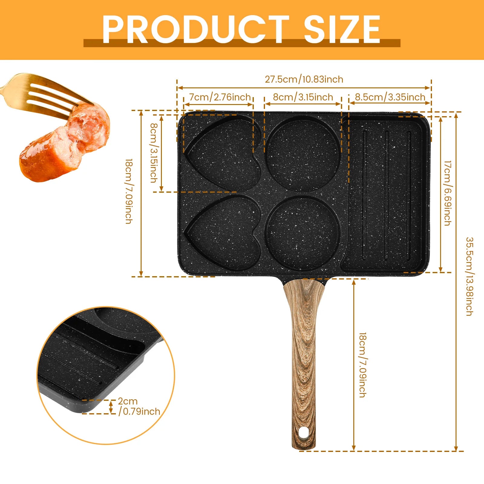 5in1 Frying Pan Multifunctional Egg Frying Pan 5Compartment Easy Cleaning Nonstick Cooking Pots for Cooking Kitchens Accessories