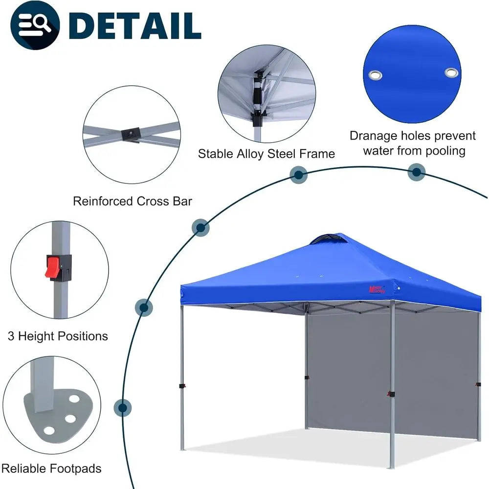 Durable -up Tent with 1 Sidewall (8'x8')
