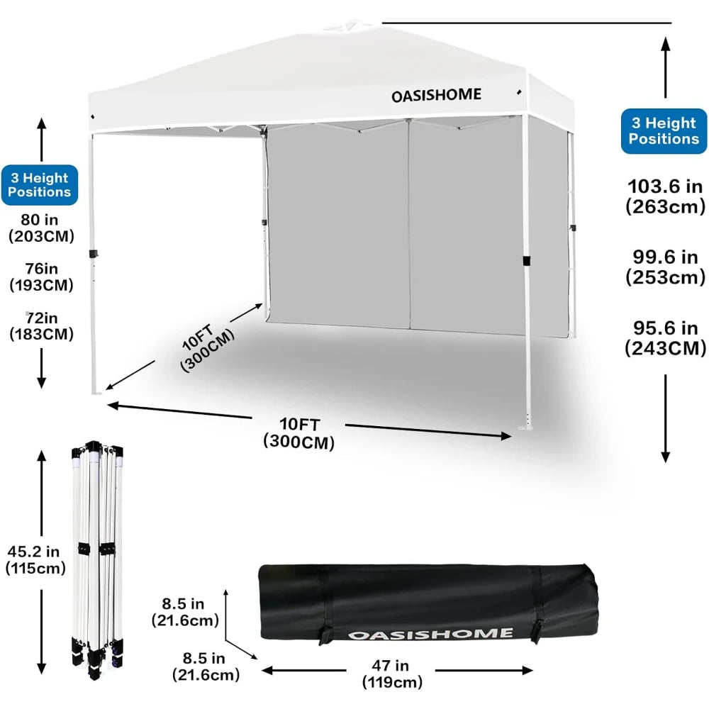 10x10 Pop Up Canopy Tent with Side Wall for Outdoor & Events