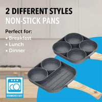 Pancake Egg Frying Pan 4 Cups Omelet Poached Egg Pan for Breakfast Divided Coating with Non Sticking Handle JT888