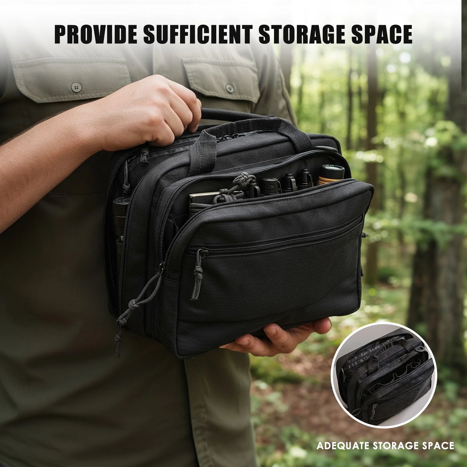 600D Oxford Tactical Handgun Bag with Multiple Pockets