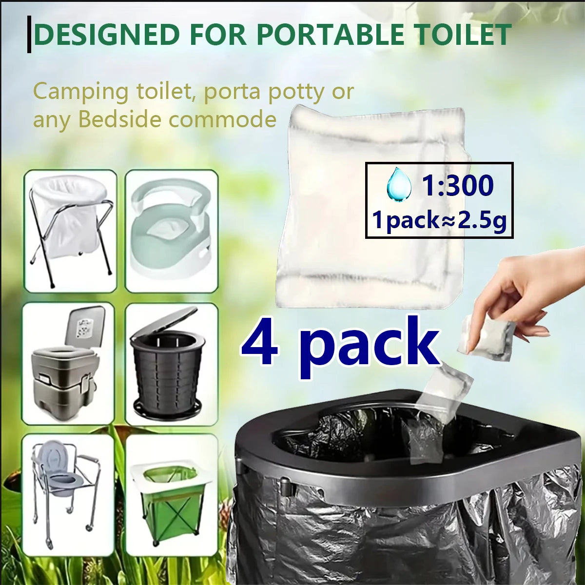 Eco-Friendly Poo Powder Gel for Camping Toilet Waste Disposal