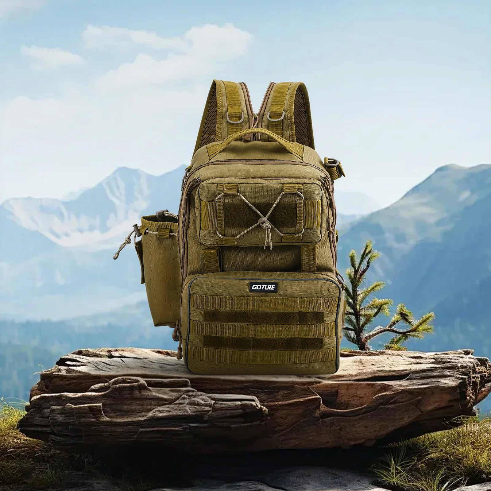 Goture Outdoor Fishing Backpack Large Capacity Waterproof Tackle Bag for Hiking Camping Cycling Multifunction Fishing Tackle Bag