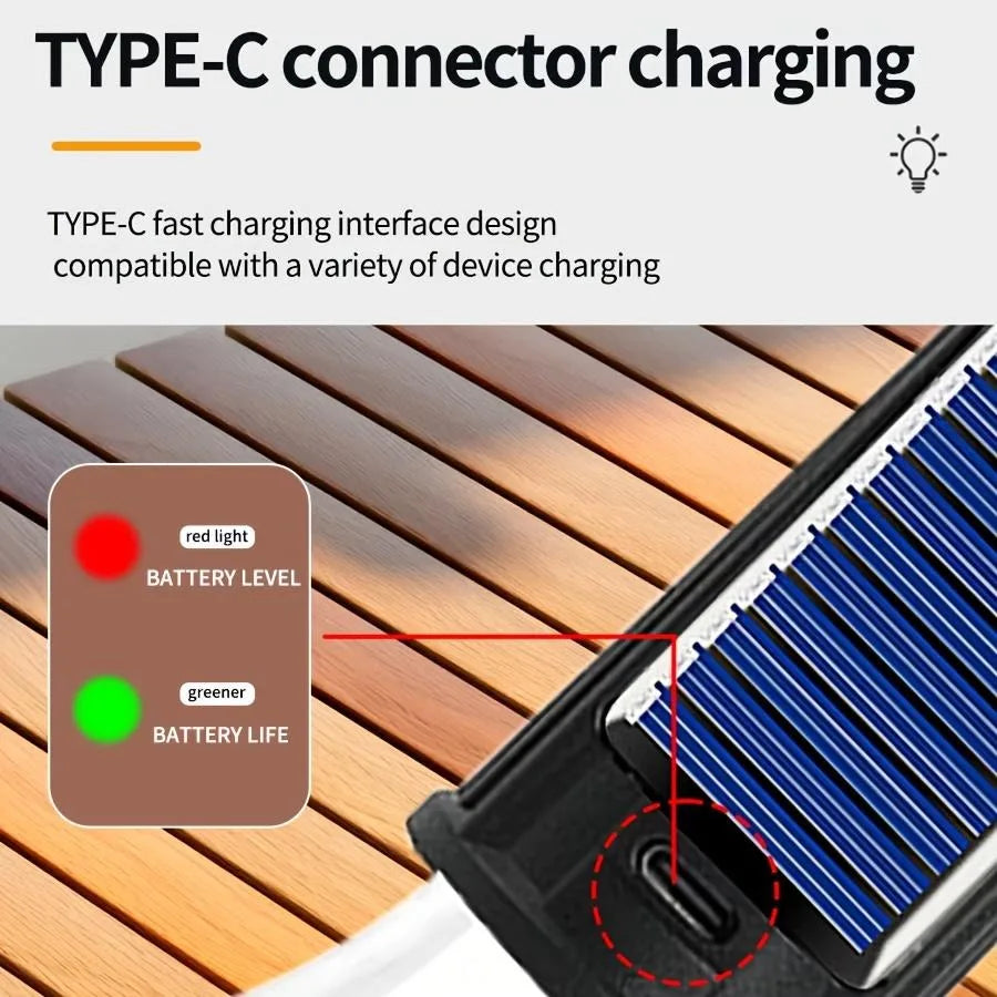 Portable Solar Camping Light with USB-C 3 Modes Waterproof