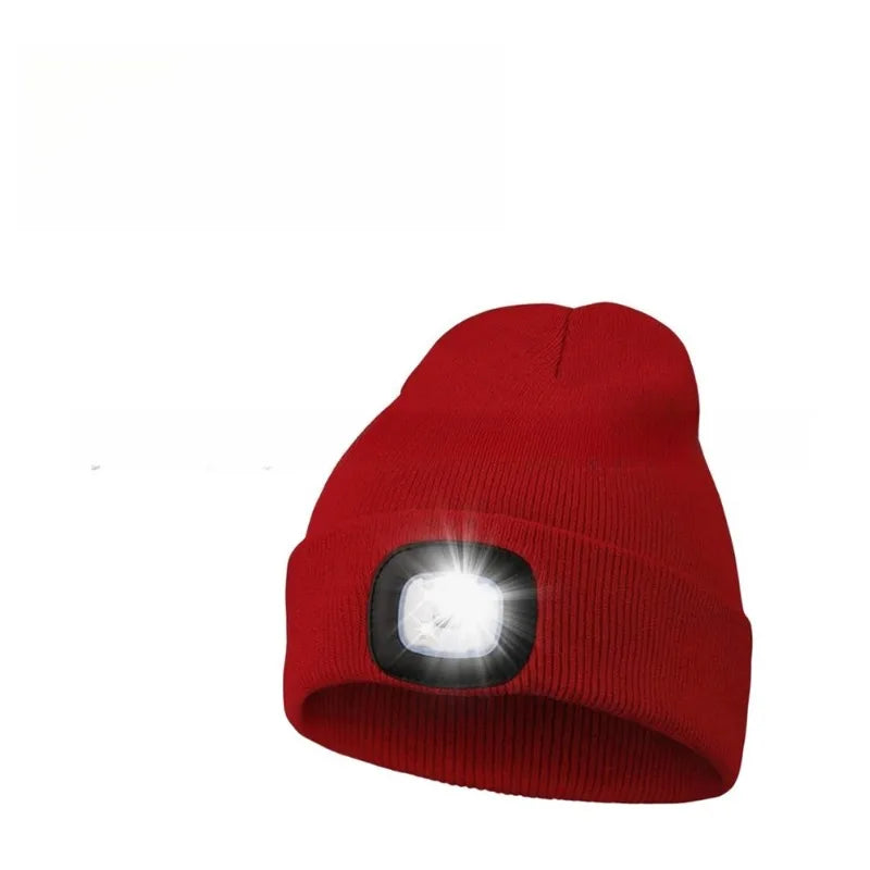 Unisex LED Knitted Beanie Hat | USB Rechargeable Headlamp Winter Warm Hat for Night Activities