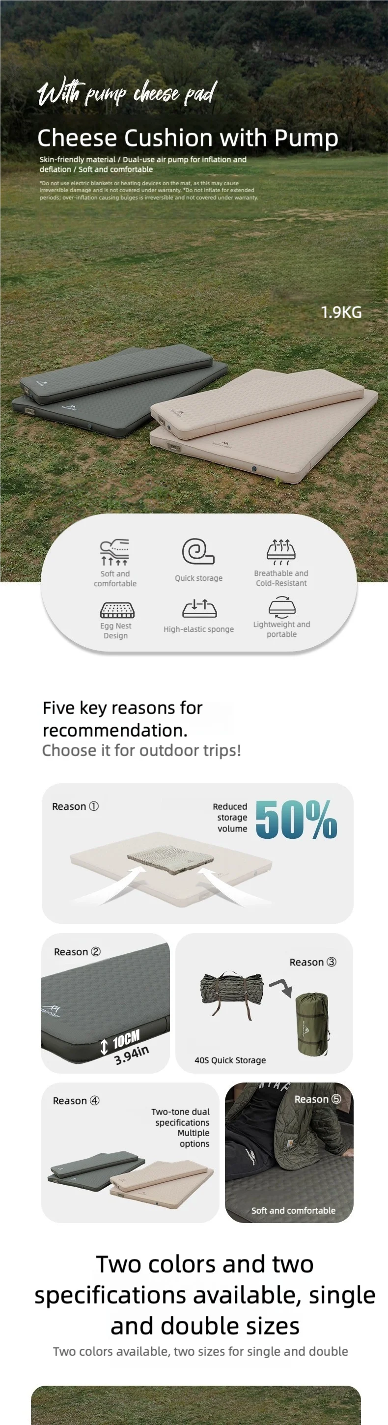 Mountainhiker Self Inflating Camping Air Mattress with Pump