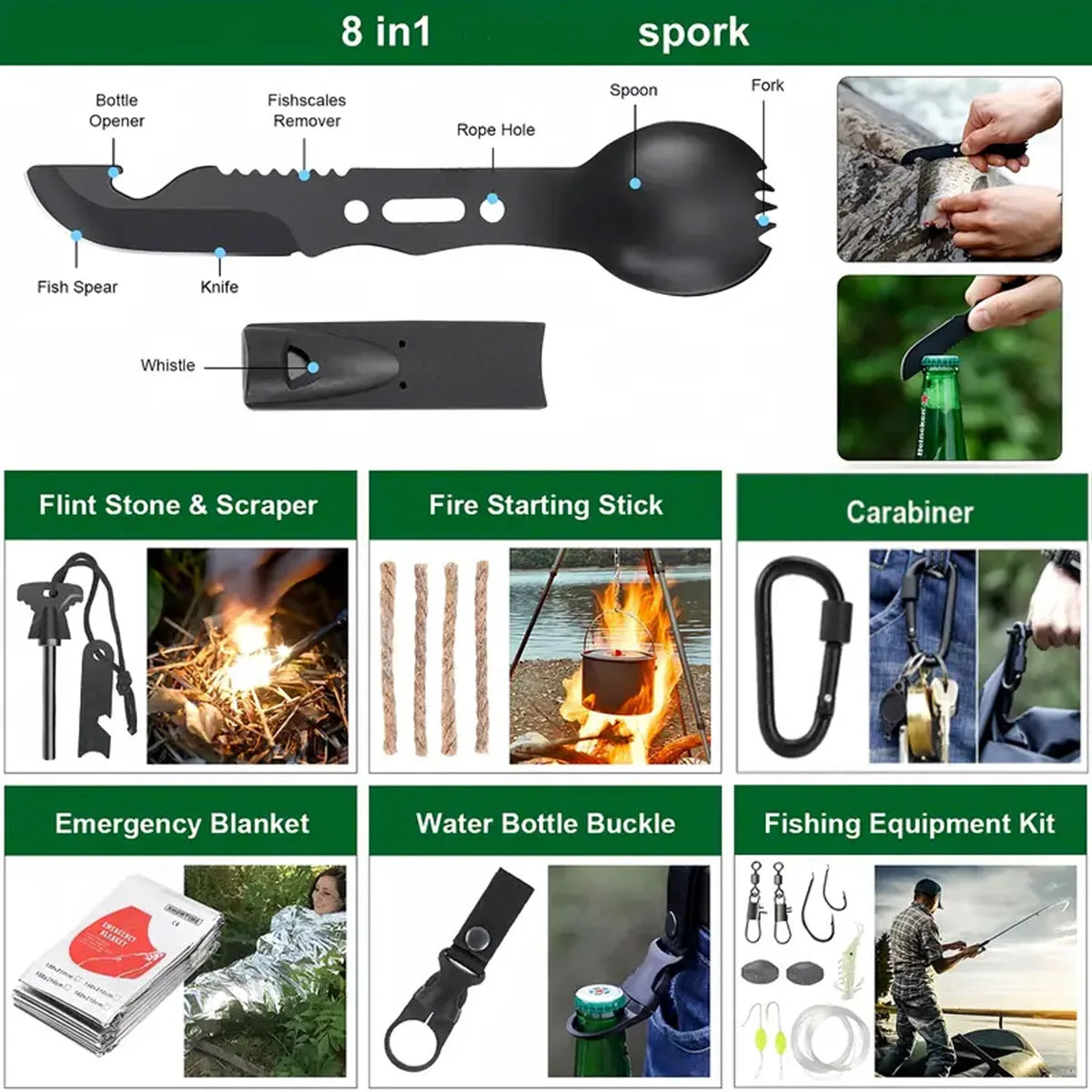 142PCS Camping Emergency Survival Tool Kit with First Aid