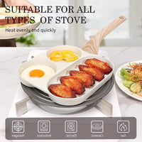 Large 3-In-1 Divided Breakfast Frying Pan Nonstick Egg Omelette Grill Pan Steak Pan Skillet Hamburger Bread Cooking Utensils