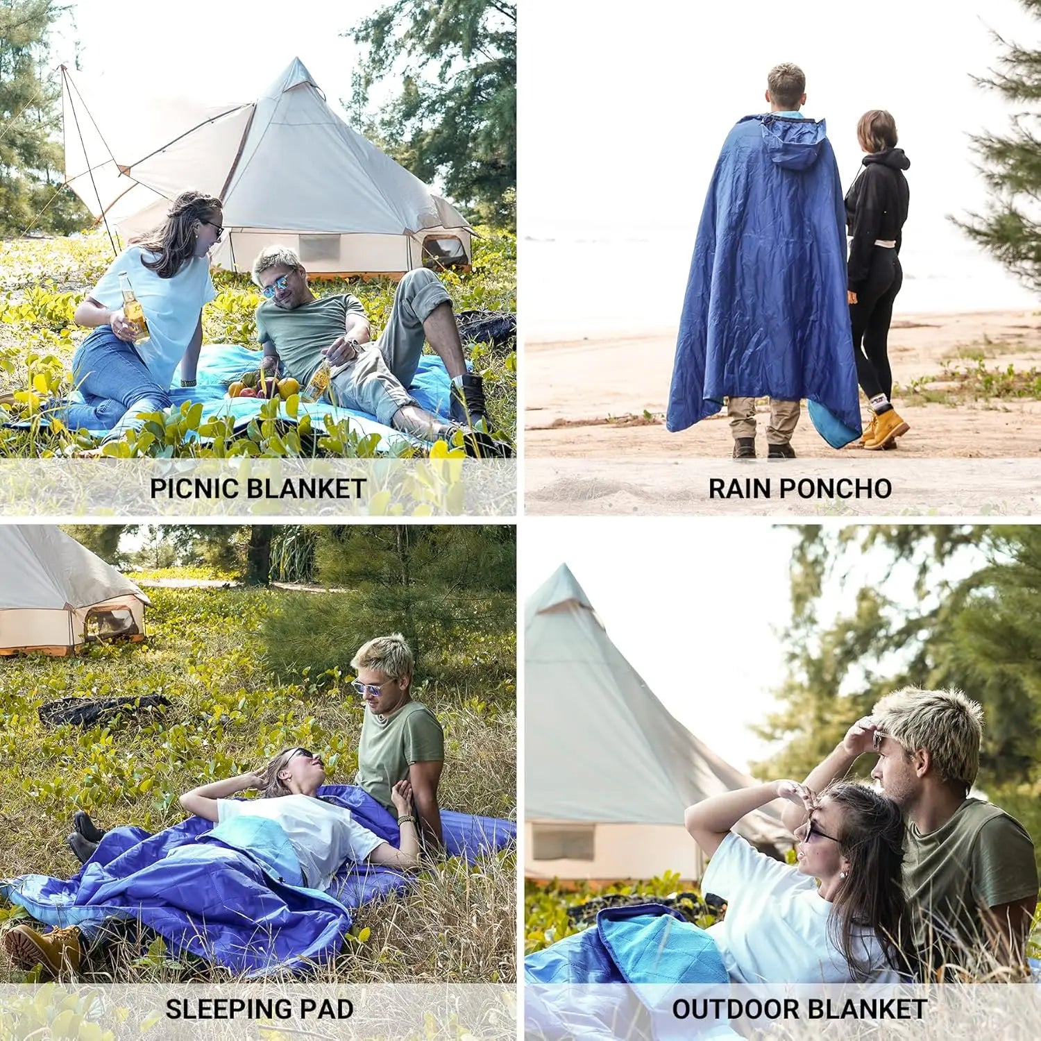 KingCamp Hooded Stadium Blanket - Waterproof & Windproof Fleece Blanket For Sports, Concerts, Park, Travel & Hiking
