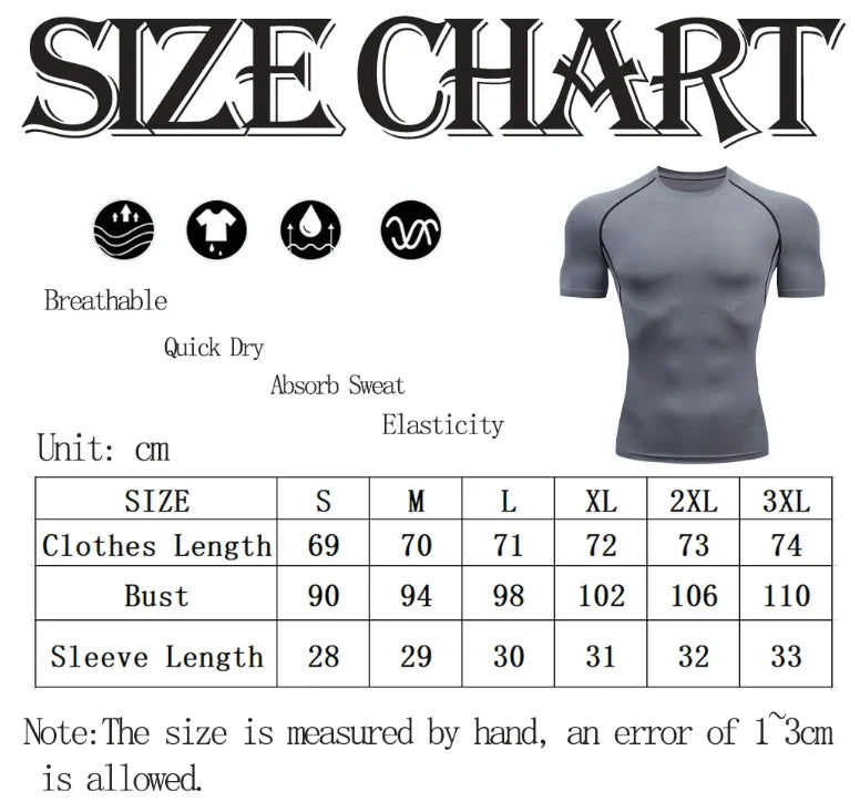 Men’s Compression Running T-Shirt – Quick Dry Short Sleeve Gym & Training Sportswear