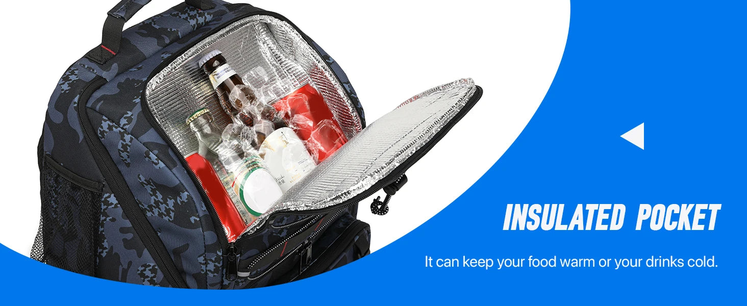 45L Heavy Duty Fishing Backpack Cooler – Waterproof Tackle Storage Bag with Rod Holders & Rain Cover