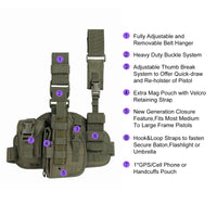 Tactical Leg Gun Holster with Phone Pocket for Hunting Gear