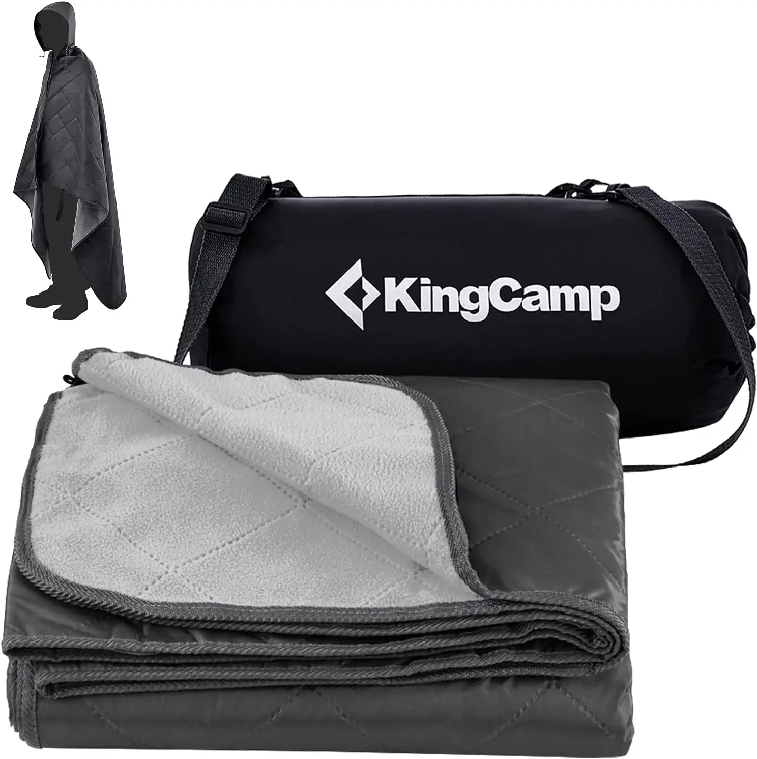 KingCamp Hooded Stadium Blanket - Waterproof & Windproof Fleece Blanket For Sports, Concerts, Park, Travel & Hiking