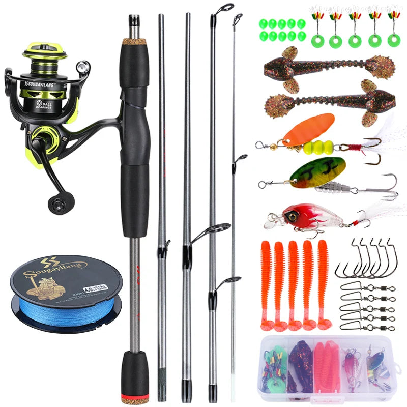 Heavy Duty Carbon Fiber Fishing Rod Combo – Portable Spinning Rod & Reel Set with Accessories