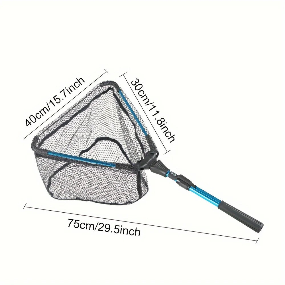 Heavy Duty Retractable Fishing Net – Aluminum Alloy Folding Landing Net with Extendable Pole