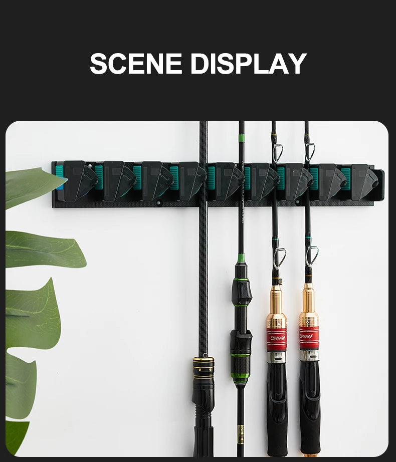 Wall Mounted Fishing Rod Holder Rack – Vertical & Horizontal Storage for Up to 9 Rods