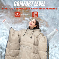 Unisex Wearable Sleeping Bag Poncho – Waterproof Windproof Hooded Camping Blanket for Travel & Outdoor Adventures