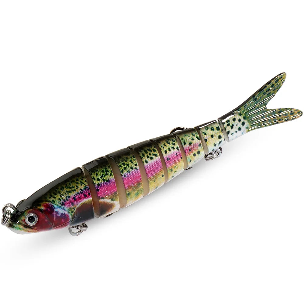 8-Segment Swimbait Fishing Lure – Slow Sinking Jointed Bass & Carp Hard Bait with Treble Hooks