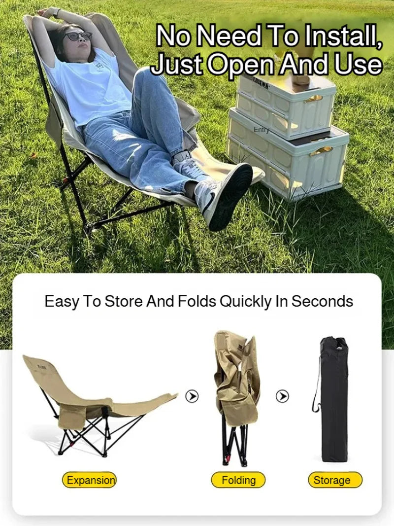 Portable Folding Recliner Beach Chair Leg Rest Lunch Break Folding with Outdoor Lunch Chair Outdoor Camping Chair Fishing Chair