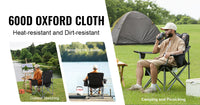 Portable Camping Folding Chair for Adults – Quad Chair with Lumbar Support, Padded Armrests & Side Pockets for Beach, Lawn & Picnic
