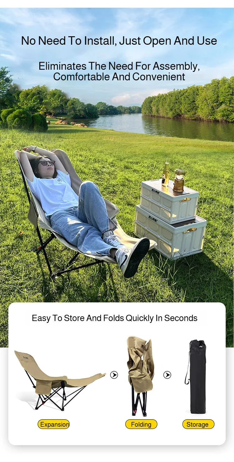 Portable Folding Recliner Beach Chair Leg Rest Lunch Break Folding with Outdoor Lunch Chair Outdoor Camping Chair Fishing Chair