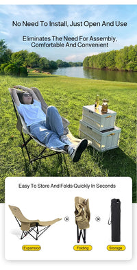 Portable Folding Recliner Beach Chair Leg Rest Lunch Break Folding with Outdoor Lunch Chair Outdoor Camping Chair Fishing Chair
