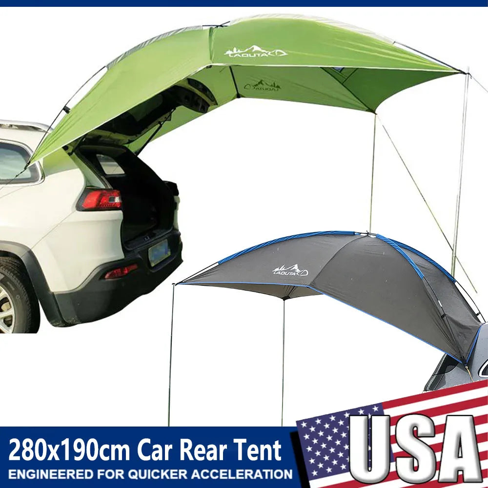 280x190cm Car Rear Tent Outdoor Camping Beach Travel Waterproof Sun Shelter Automobile Awning Rooftop Rain Canopy for SUV Sedan
