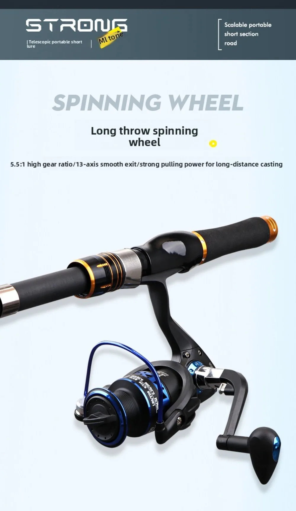 Heavy Duty Surf Fishing Rod – Saltwater & Freshwater Spinning & Casting Fishing Pole (1.6M-2.1M)