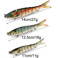 8-Segment Swimbait Fishing Lure – Slow Sinking Jointed Bass & Carp Hard Bait with Treble Hooks