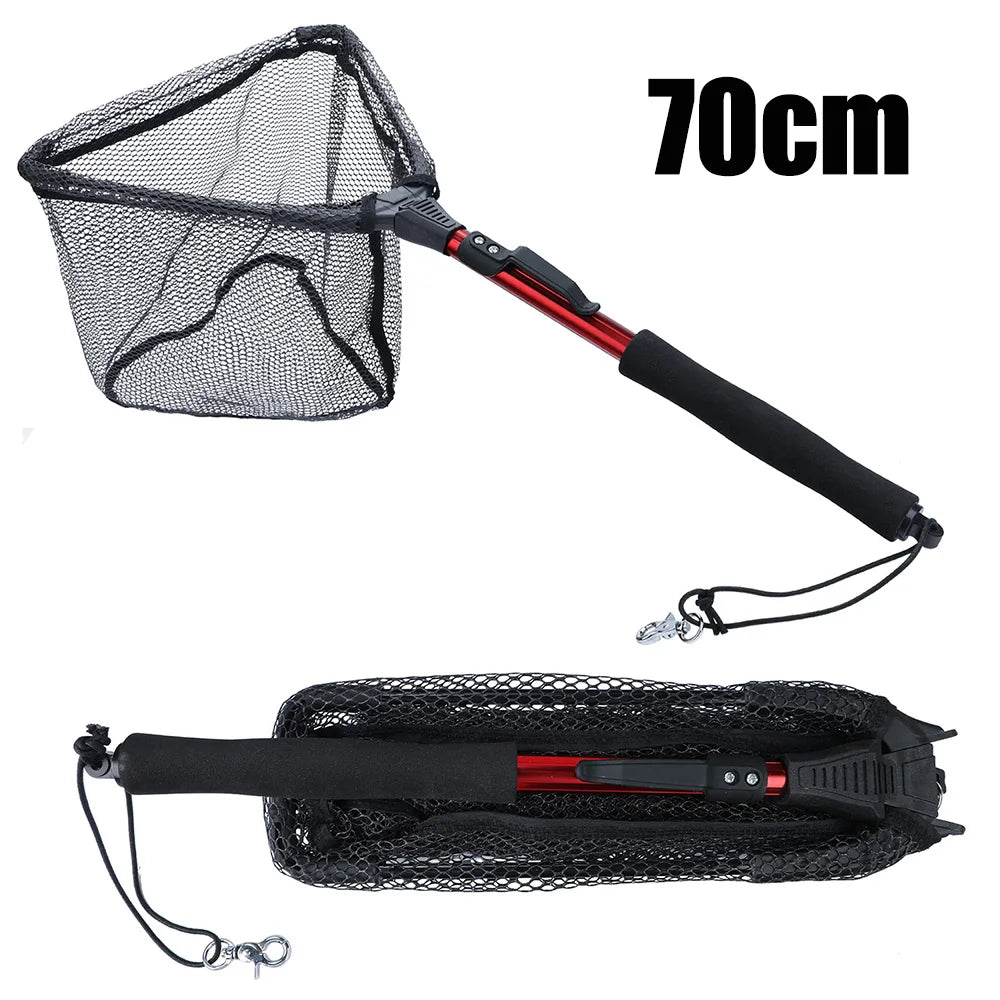 Sougayilang Fishing Tool Net Fishing tackle 70cm 95cm 115cm Portable Retractable Folding Fishing Net for Bass Carp Trout Fishing