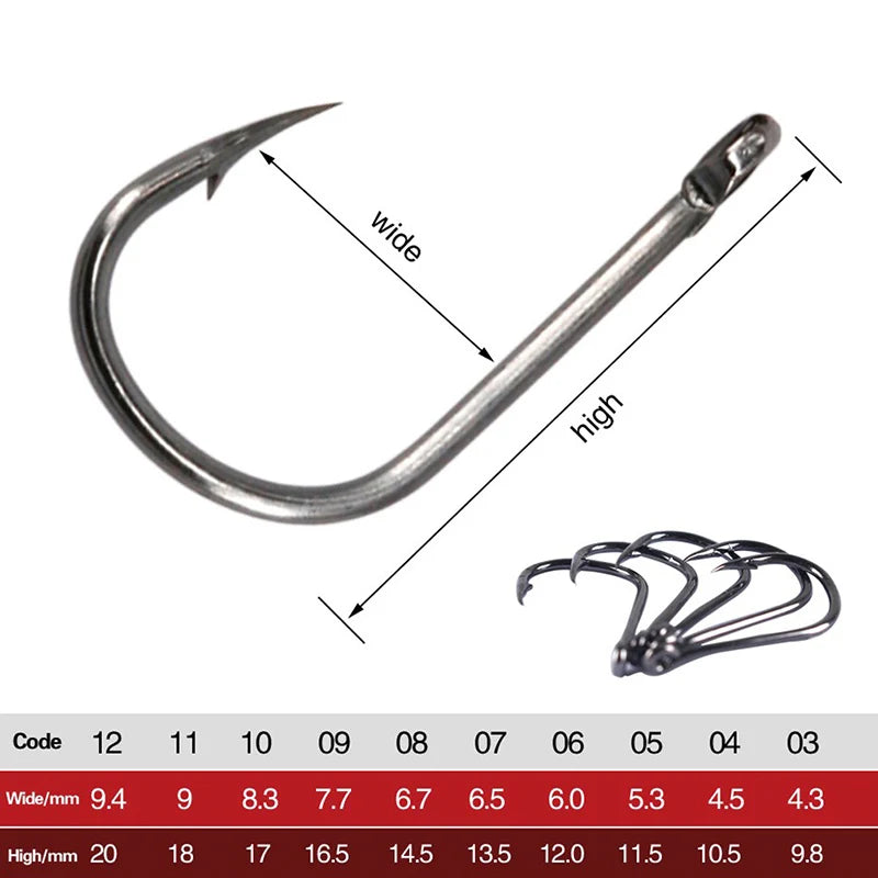Heavy Duty Fishing Hooks Set – High Carbon Steel Barbed Hooks for Saltwater & Freshwater Fishing