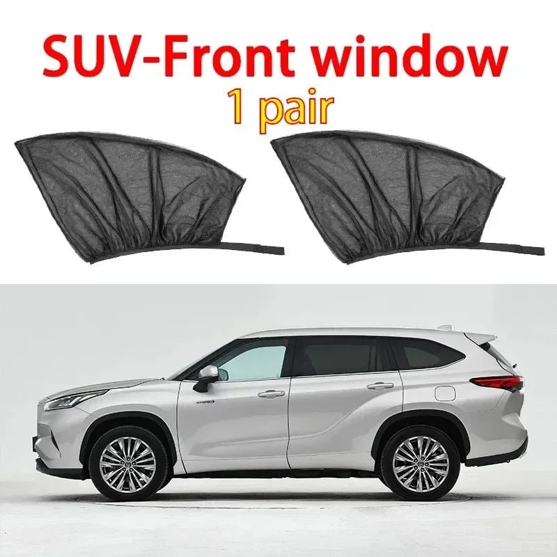 2PCS/4PCS Car Window Sunshade Mosquito Net Set – Breathable UV Protection Screens for Front & Rear Windows