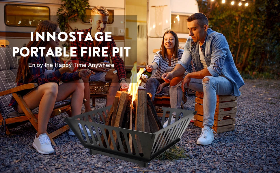 Fire Pit 25 Inch Outdoor Outside Wood Burning Portable Firepit Log Stove Fireplace for BBQ Camping Campfire Bonfire Backyard