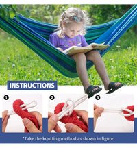 Heavy Duty Canvas Camping Hammock with Tree Straps (High Load Capacity) – Durable Outdoor Hammock for Garden & Backyard