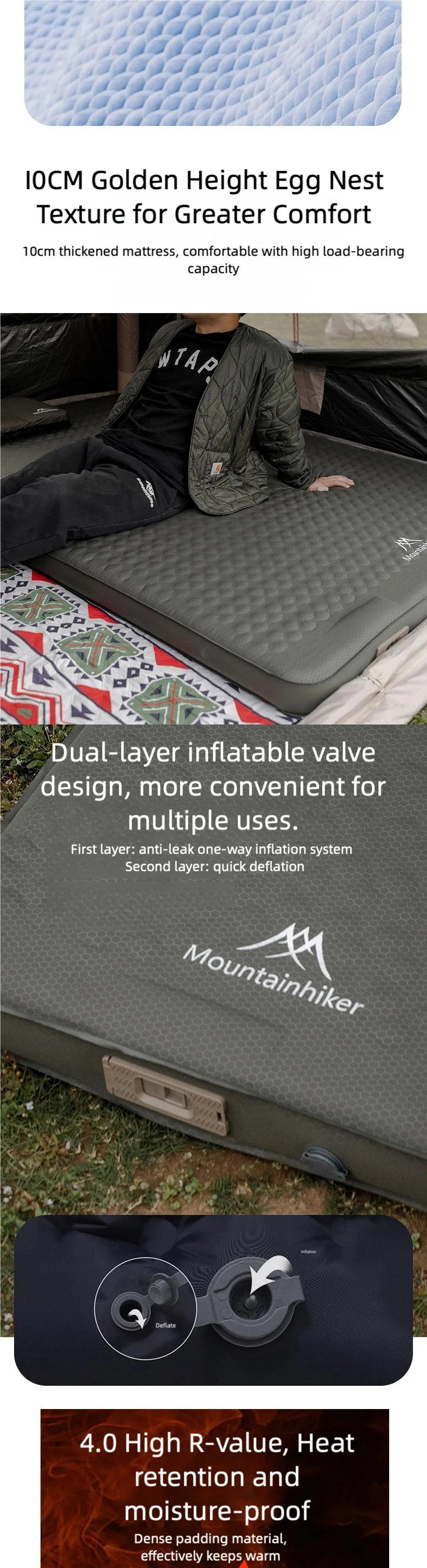 Mountainhiker Self Inflating Camping Air Mattress with Pump