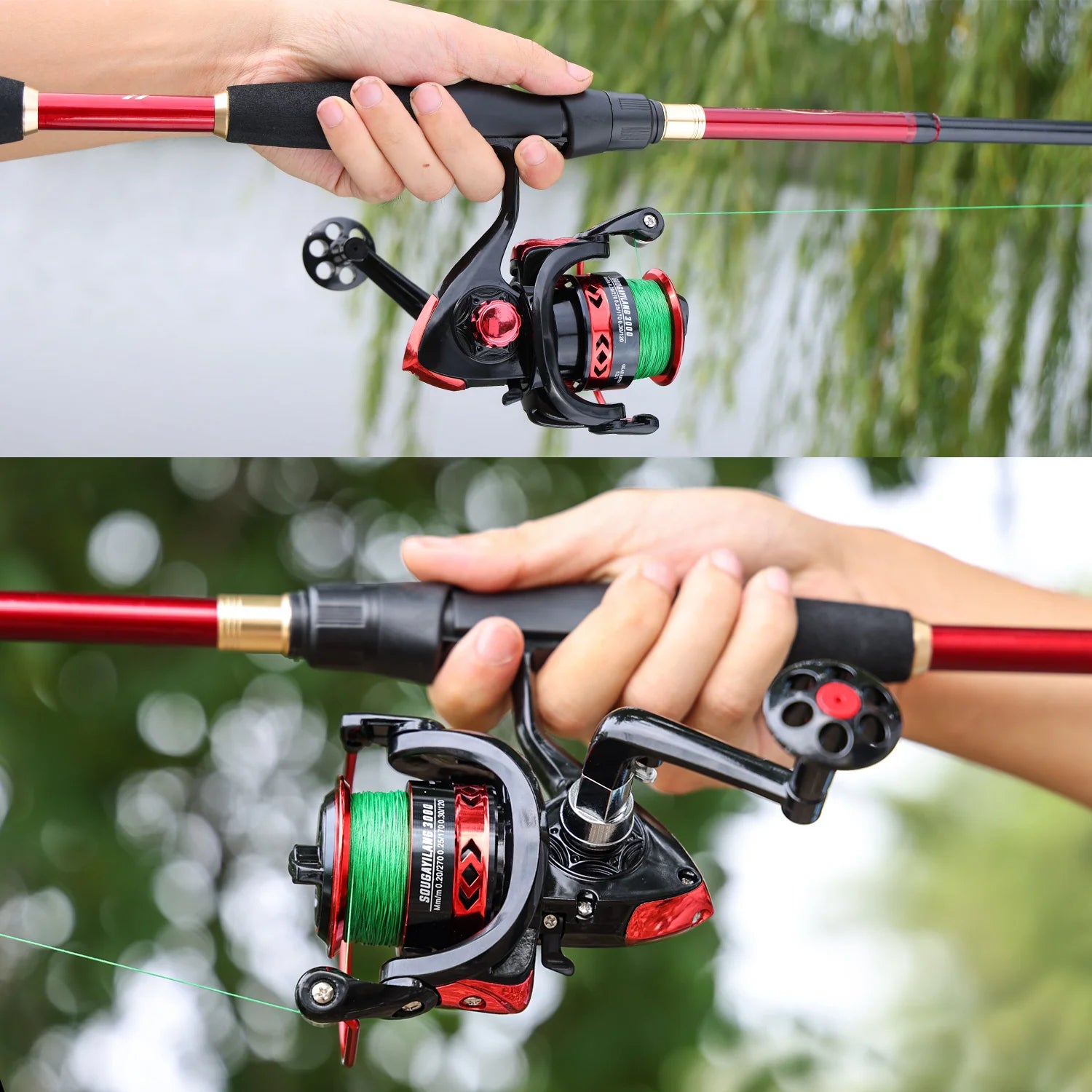 Heavy Duty Carbon Fiber Spinning Fishing Combo – Rod, Reel, Line & Accessories Set