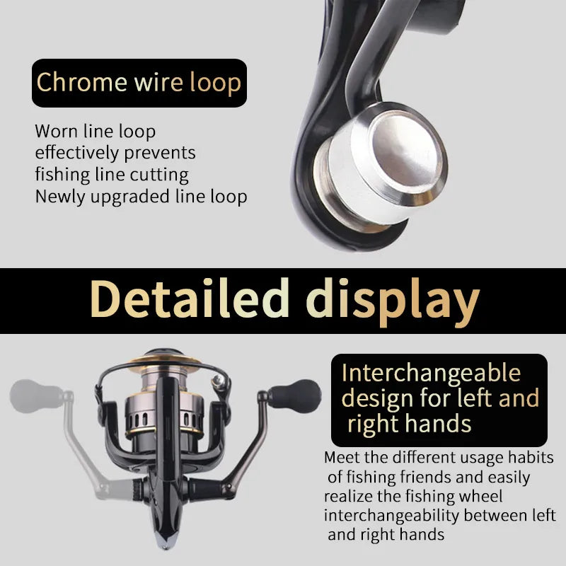 Two-Hand Rotating Fishing Reel HE1000-7000 - 5.2:1 Gear Ratio