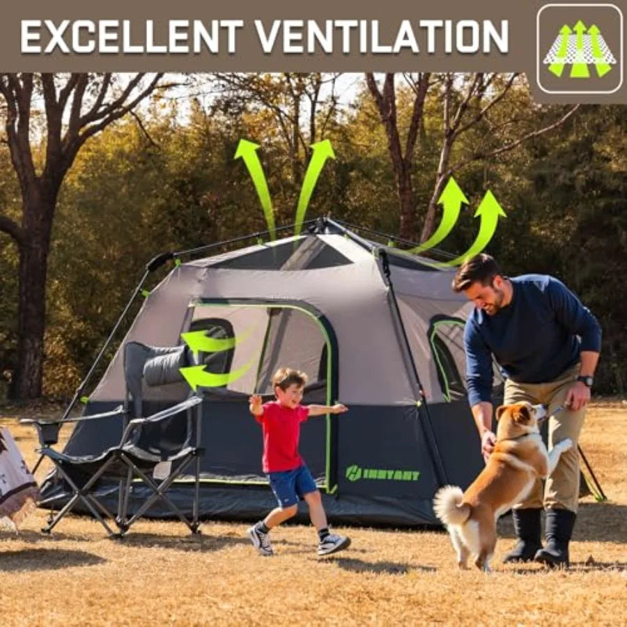 6 Person Instant Camping Tent – Waterproof Pop Up Tent with Rainfly, 60-Second Setup Automatic Family Shelter