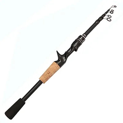 Ultra Lightweight Telescopic Baitcasting Fishing Rod – Carbon Fiber Spinning & Casting Rod with Wooden Handle