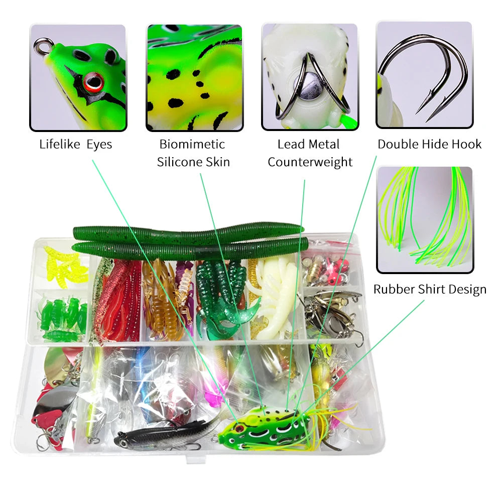 Fishing Lure Kit Set for Bass Pike Crank Tackle with Box