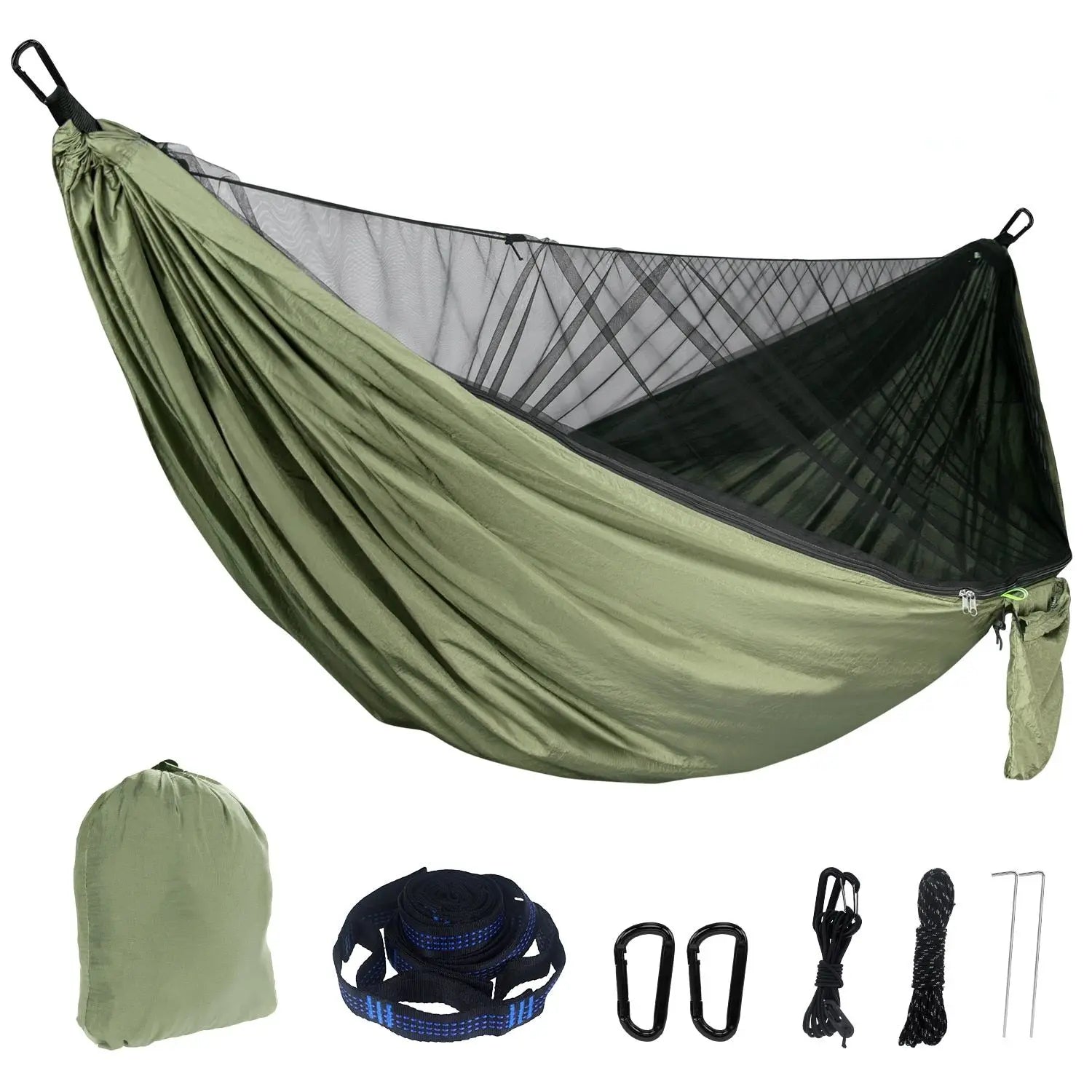 Heavy Duty Camping Hammock with Mosquito Net & Rain Fly – Waterproof Outdoor Survival Hammock System