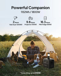 BLUETTI AC180 (1152Wh) Portable Power Station – 1800W Fast-Charging Solar Generator for Backup & Camping