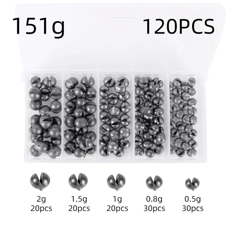 120PCS Fishing Lead Weights Set – Heavy Duty Open Round Sinkers for Raft & Sea Fishing