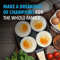 Pancake Egg Frying Pan 4 Cups Omelet Poached Egg Pan for Breakfast Divided Coating with Non Sticking Handle JT888
