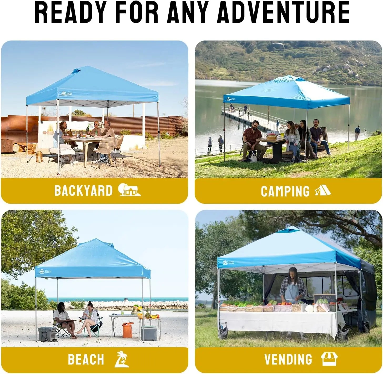 10x10 Pop Up Canopy Tent - One Push Setup, UPF 50+ UV Protection, Water & Flame Resistant, Portable with Wheels & Sand Bags