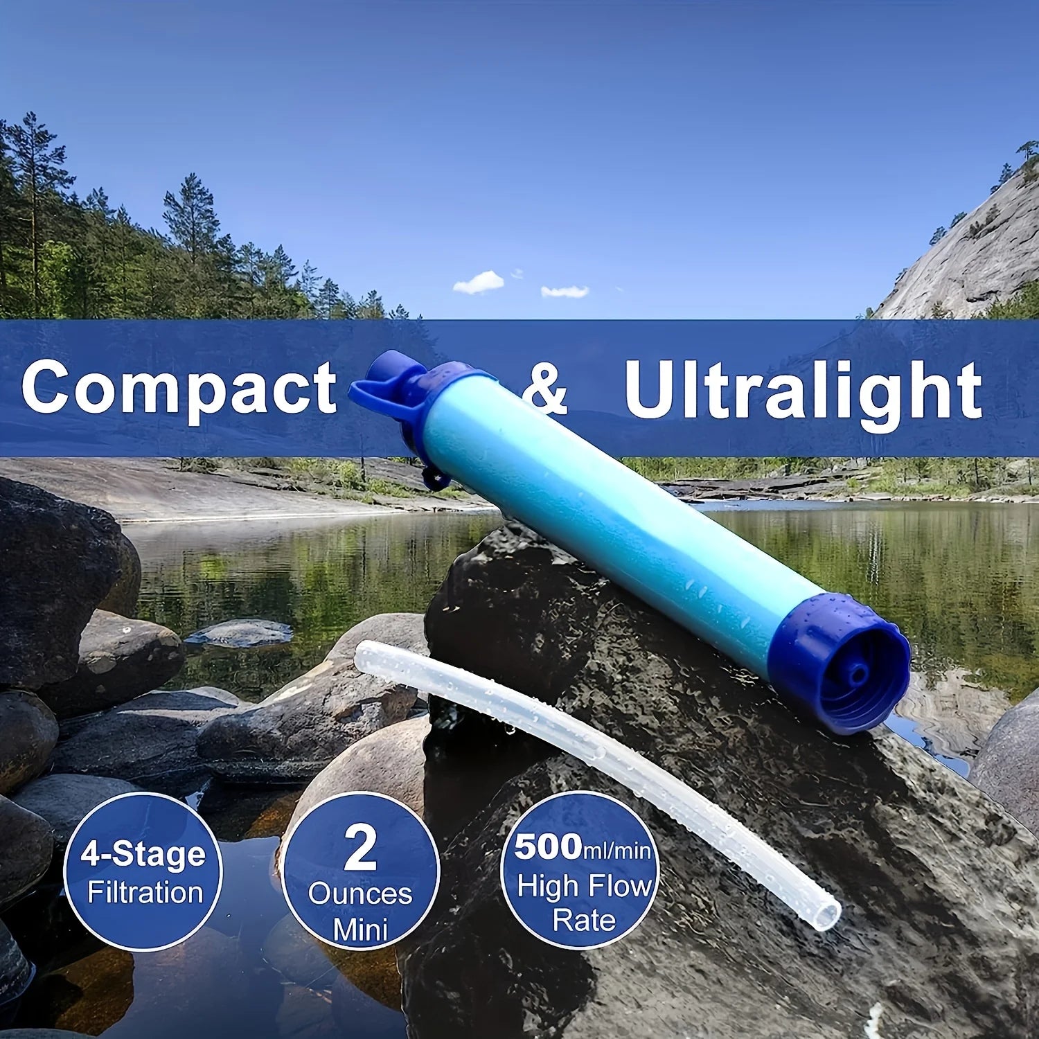 Personal Water Filter Straw for Hiking & Survival Gear