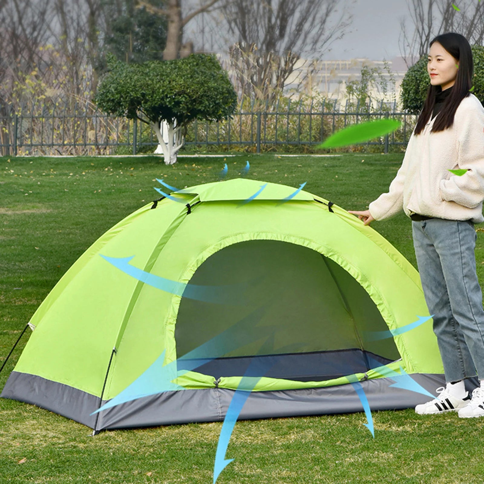 Ultralight 1-2 Person Camping Tent – Single Layer Portable Hiking Tent with Anti-UV Coating for Backpacking