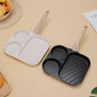Large 3-In-1 Divided Breakfast Frying Pan Nonstick Egg Omelette Grill Pan Steak Pan Skillet Hamburger Bread Cooking Utensils