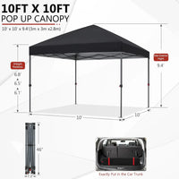Pop Up Canopy - Outdoor Patio Portable Canopy Tent Heavy Duty for Backyard and Deck with 4 Sandbags(Black, 10x10)
